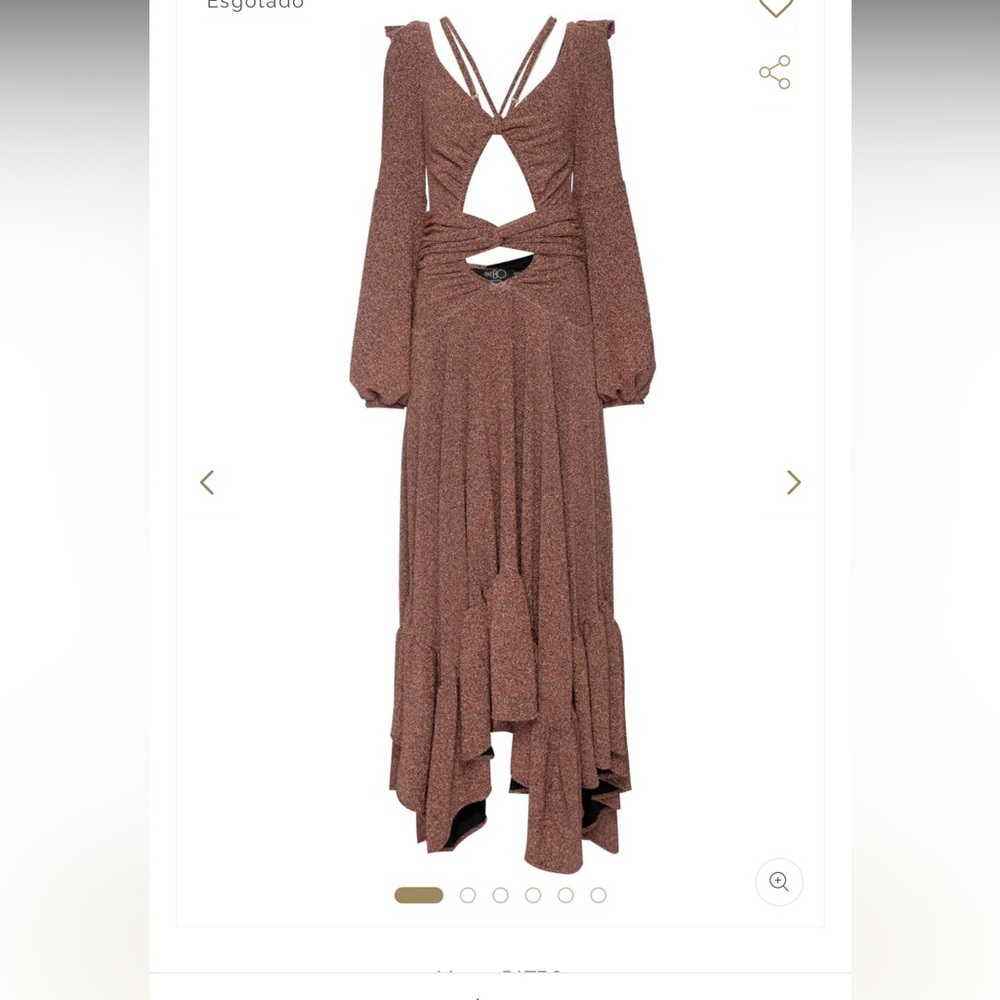 PATBO Lurex Cut Out Brown Maxi Dress - Picture 10 of 15